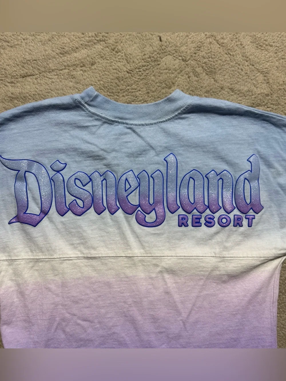 Disney Spirit Jersey Top Girls Medium (7/8) Disneyland Embossed Logo Long Sleeve